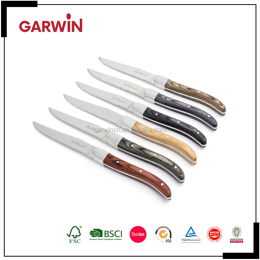 6 pcs high quality laguiol steak knife set stainless steel steak