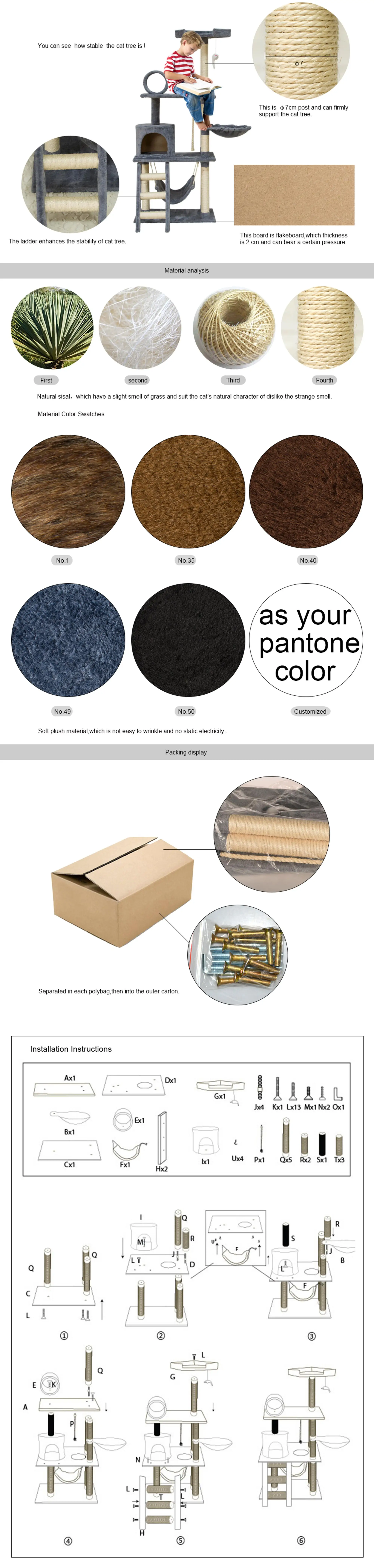 Wholesale Sisal Castle Modern Large Big Climbing Scratch Pet Scratcher Wood Condo Furniture Tower Cat Tree