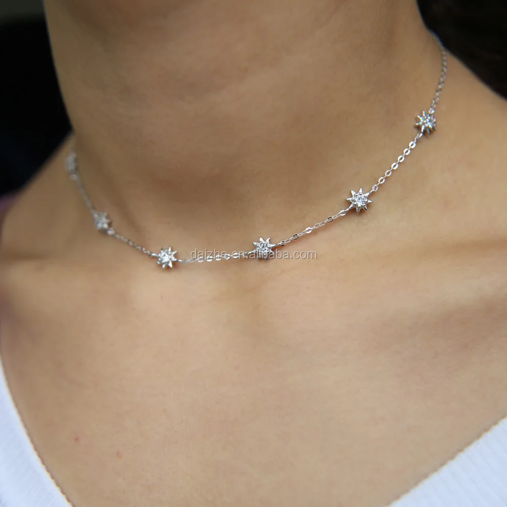 2021 fashion cheapest 925 sterling silver cz star charm choker neckalce for women wedding gift, Black
2021 fashion cheapest 925 sterling silver cz star charm choker neckalce for women wedding gift, Black