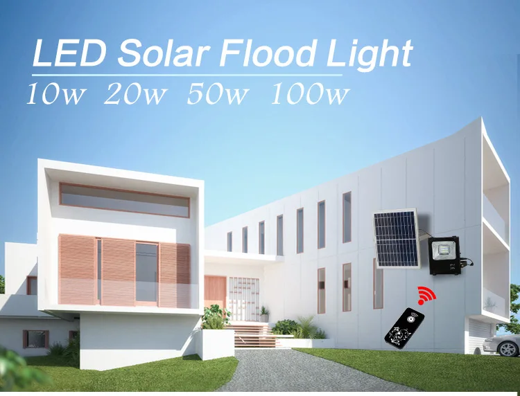 High power waterproof IP65 portable football field 10 20 30 50 100 w solar led flood light