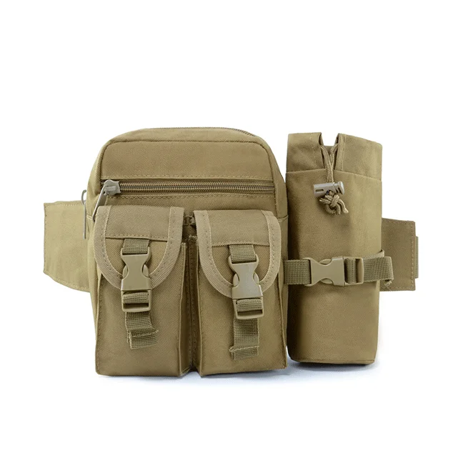 

military tactical waist belt bum bag with detachable water bottle holder pocket for trekking hiking walking cycling climbing, Black/khaki/army green/acu/cp/desert/jungle/customize