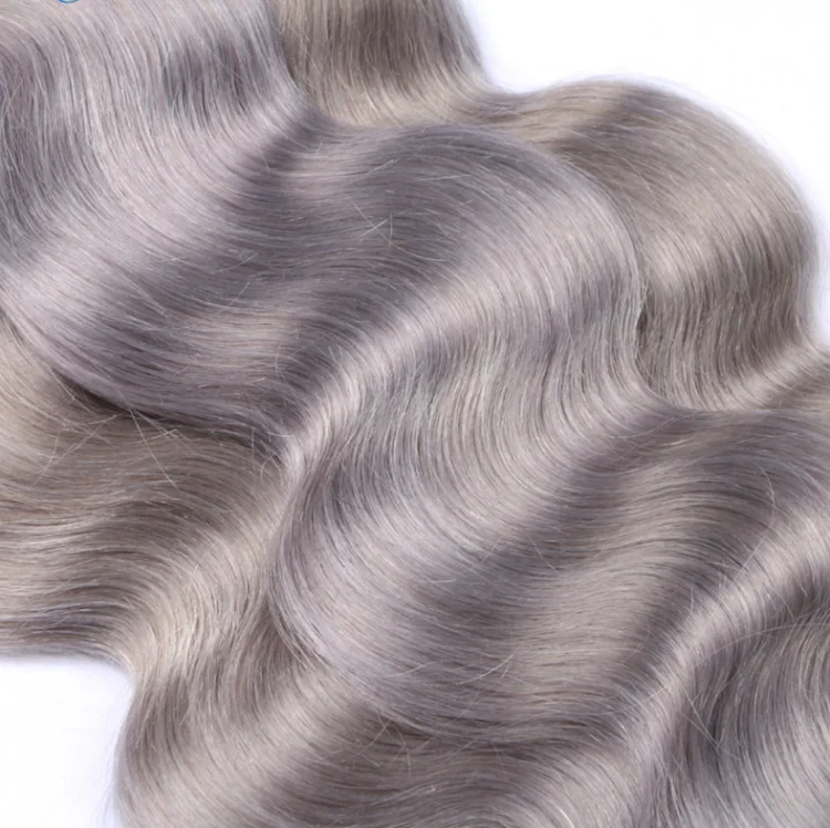 Unprocessed Silver Hair Extensions Grey 27 Piece Sew In Human Hair