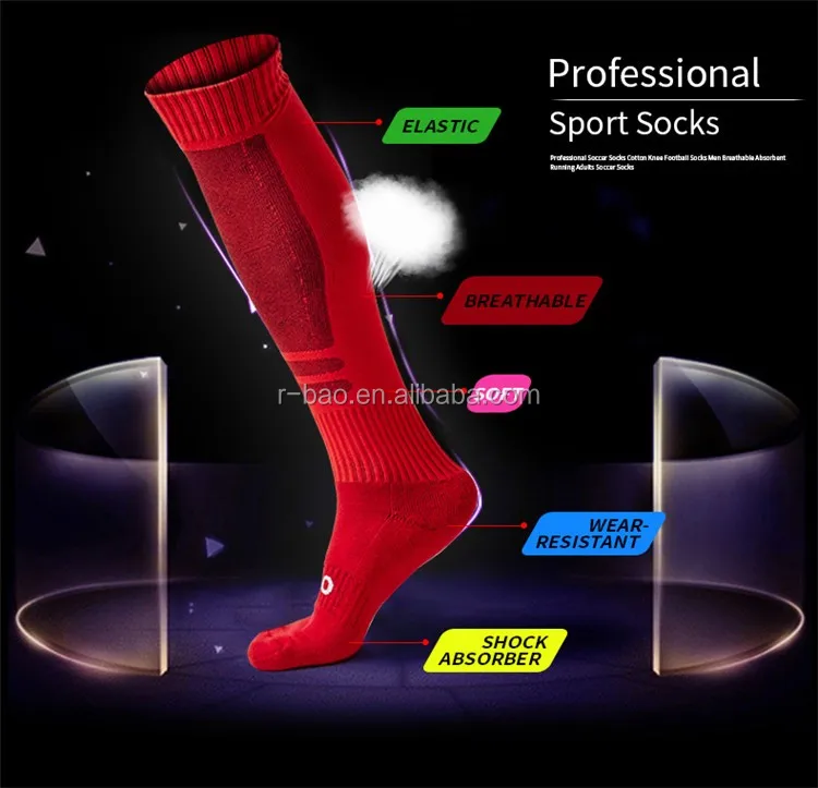 wholesale cotton terry padded men Custom logo soccer socks football Socks.jpg