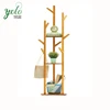 Tree Garment Stand Bamboo corner shelf Hat Coat Hanger Rack with 3-Tier Storage Shelves and Hooks