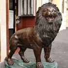 Promotional life size antique brass lion figurines statue for sale
