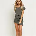 2019 Europe and the United States sexy irregular waist tie short-sleeved dress women party dress