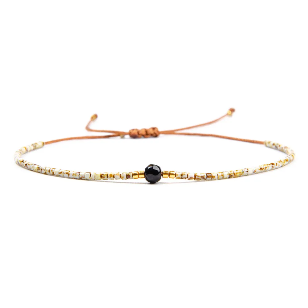 Boho Tiny Beaded Handmade Bracelet Adjustable Simple Bead Bracelet For Women Girls Love, Black;orange;light blue;white;yellow
Boho Tiny Beaded Handmade Bracelet Adjustable Simple Bead Bracelet For Women Girls Love, Black;orange;light blue;white;yellow