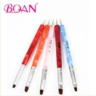 5 Pcs Colorful Acrylic Handle Double Use Nail Art Dotting Tools and Brushes Set