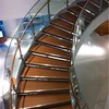 Red treads stainless steel railing arc-shaped staircase stairs