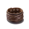 2019 hot sales fashion Exaggerated punk charm leather women bracelet multilayer women wide leather bangles