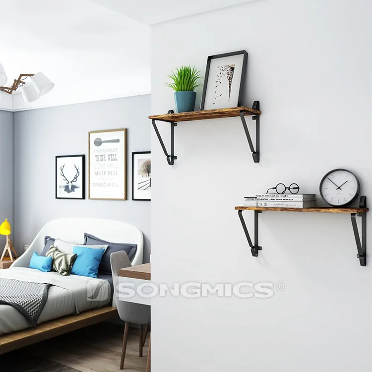 wood floating shelves kitchen