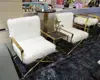 Leisure Gold Stainless Steel Faux Fur Single Sofa Chair for Living Room
