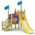 amusement wooden with plastic slide outdoor playground for kids