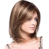 Fashion Women Girl Beautiful Straight Wigs Medium Length Hairstyle Highlight Synthetic Hair Wig Capless Synthetic Hair Wigs