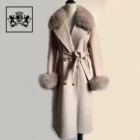 Wholesale Winter Autumn Female Girl Ladies Fashion Slim Double Breasted Long Cashmere Wool Trench Coat