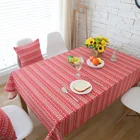 Idyllic striped Christmas tree red deer tablecloth cotton linen table cloth