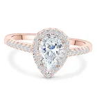 Pear Shape Brilliant 925 Silver Waterdrop Pear Shape CZ Engagement Ring Real Rose Gold Plated Stackable Wedding Rings