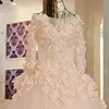 Jancember LS64880 Long sleeve complicated handmade flowers lace second hand beautiful pakistani hijab wedding dress