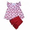 New lobster design top and red ruffle shorts Children Clothing Sets summer Kids Clothes For Wholesale