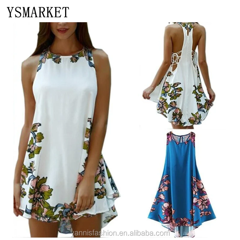 Womens Floral Crewneck Beach Sundress Summer Ladies Party Beach Tunic Loose Mini Short Dress White/Blue E836
Womens Floral Crewneck Beach Sundress Summer Ladies Party Beach Tunic Loose Mini Short Dress White/Blue E836