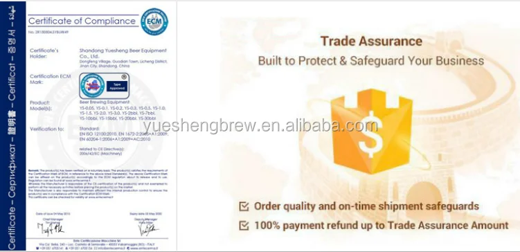 Stainless Steel 500L 1000L 2000L 3000L Commercial Industrial Beer Brewery Equipment