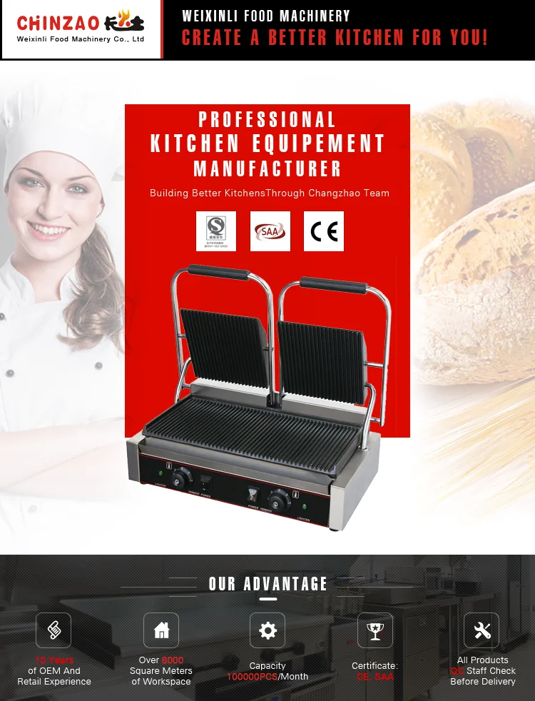 CHINZAO Chinese High Quality Cheap Price Industrial Toaster Panini Grill For Sale
