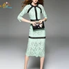 High quality long sleeve slim fit dresses knee length formal pencil lace evening dress