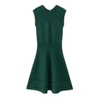 Summer street refreshing style striped sleeveless green casual dress for ladies