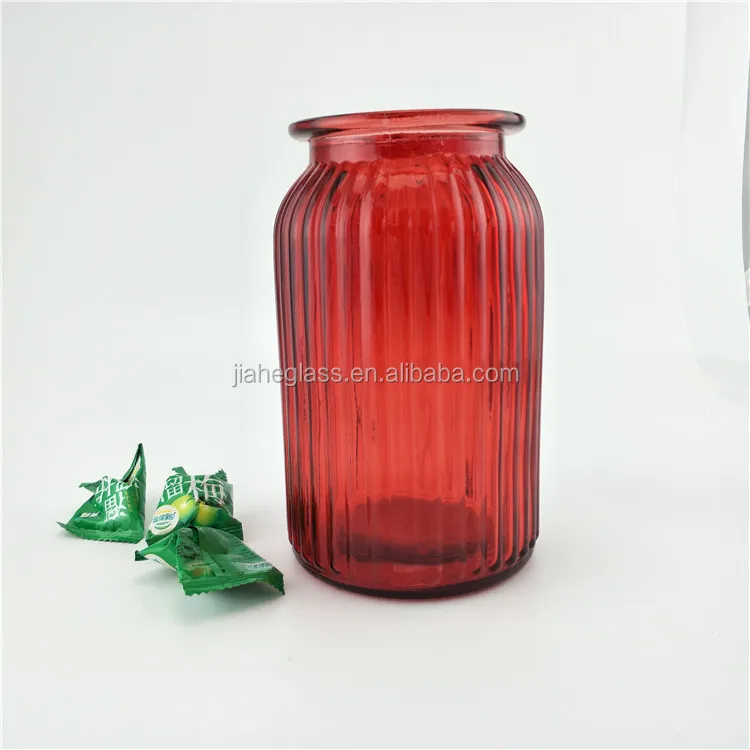 China rot große runde Glas vase für blumen oder süßigkeiten