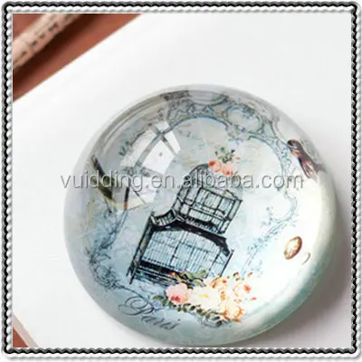 Customized Printed Company Round Glass Dome Paper Weight