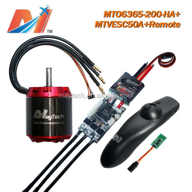 Maytech 6365 200KV outrunner electronic e-skateboard motor and super esc based on vesc and rc remote control for skateboard