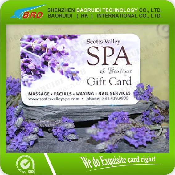pvc plastic spa gift card