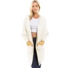 2018 Bulk Wholesale Cheap Winter White Ladies Woman Heavy Ribbed Sweaters Long Loose Cashmere Cardigan Women