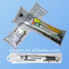 Heat sealed clear pvc round pencil pouch with buttons XYL-D-S109