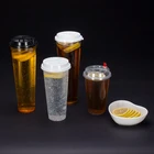 One time 1000ml 700ml 500 ml disposable plastic drinking cup reusable plastic bubble tea cup