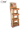 Supermarket Drinks Retail Factory Price 4-Layer Wooden Shelves Grid Wire Holder Table Top Display Shelf