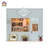 Good quality with light and movable door DIY wooden dolls house shop kits
