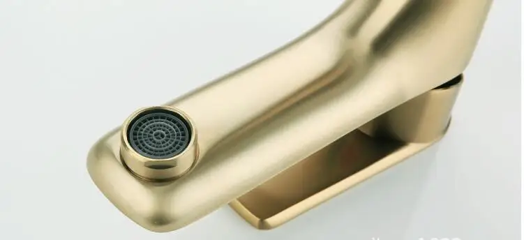 Single Handle Sink Mixer Tap Hot and Cold Water Bathroom Basin Brushed Gold Faucet