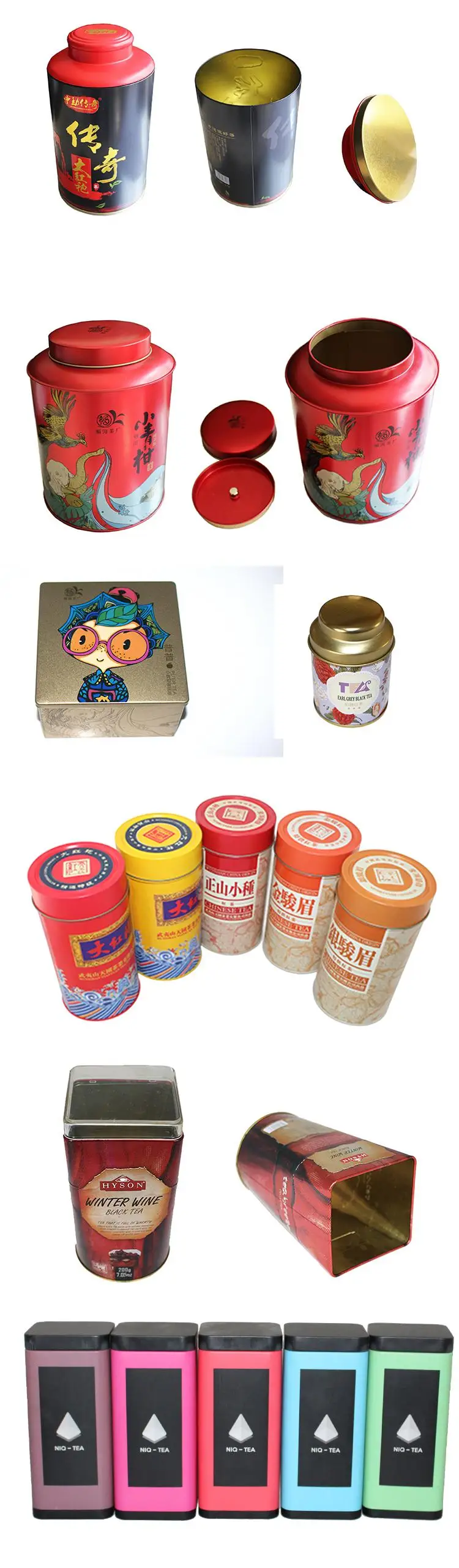 hinged tea tin boxes