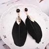 Hot selling jewelry feather designs multi-color exaggeration earrings for young girls