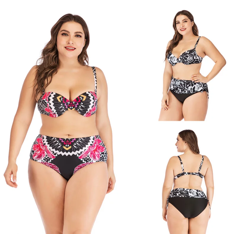 New Arrival Brazilian Print Bikini Push Up Sexy Lady Plus Size Swimwear