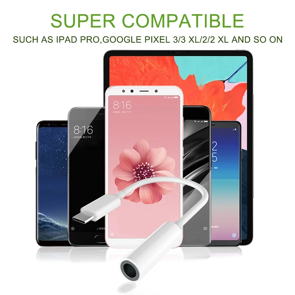 Type C Earphone Audio Cable Adapter Type-C to 3.5 mm Earphone Microphone Headset Audio Aux Adapter for samsung  S10