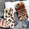 Leopard Print Fur Plush Phone Case for iphoneXS XR MAX Fashion Luxury Soft Fur Cover for iPhone X 6 7 8PLUS Protective Design