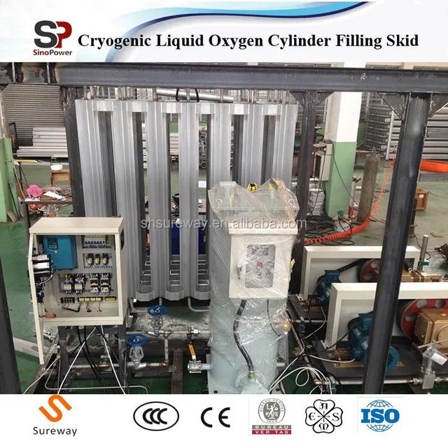 cryogenic liquid oxygen cylinder filling skid supply