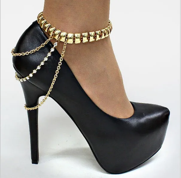gold metal chain charm anklet jewelry high heel chain shoe decoration heavy metal style, White
gold metal chain charm anklet jewelry high heel chain shoe decoration heavy metal style, White
