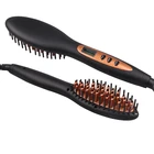Heated Black Ceramic Comb Electric LED Hair Straightening Fast Hair Straightener Brush