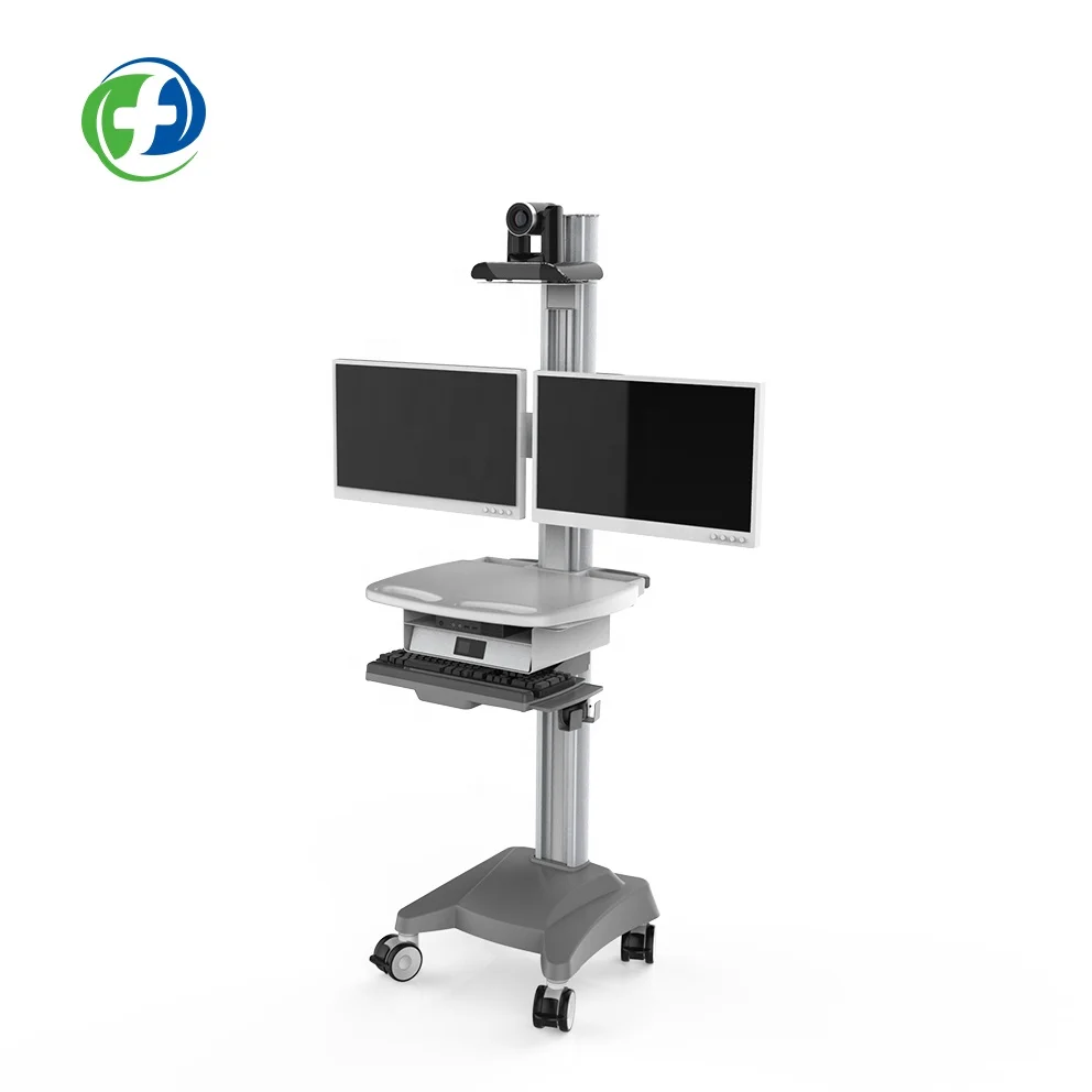 2019 computador Móvel portátil carrinho médica equipamentos hospitalares ECG workstation dual screen display monitor portátil ultra-sonografia carrinho