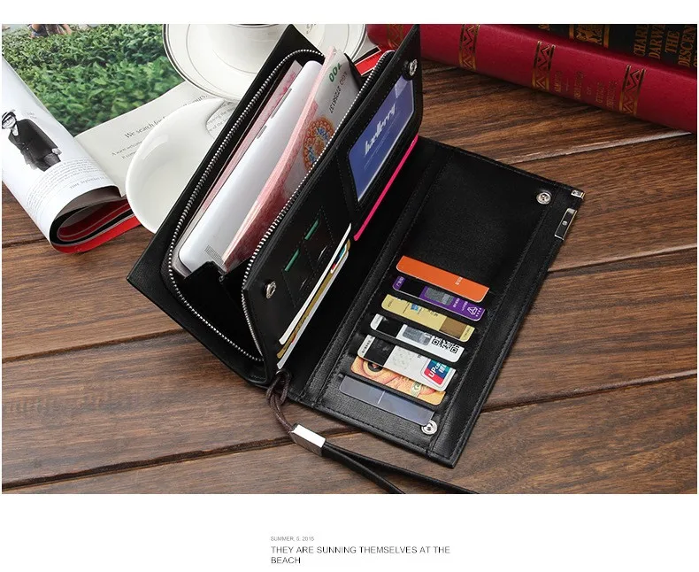 long purse business wallet pu leather purse wallet for men