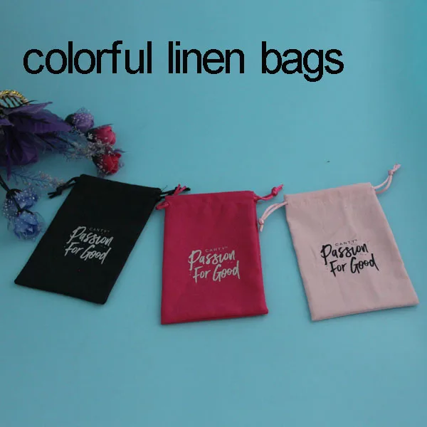 colorful jute bag, jute pouch,small linen jute burlap gift bags