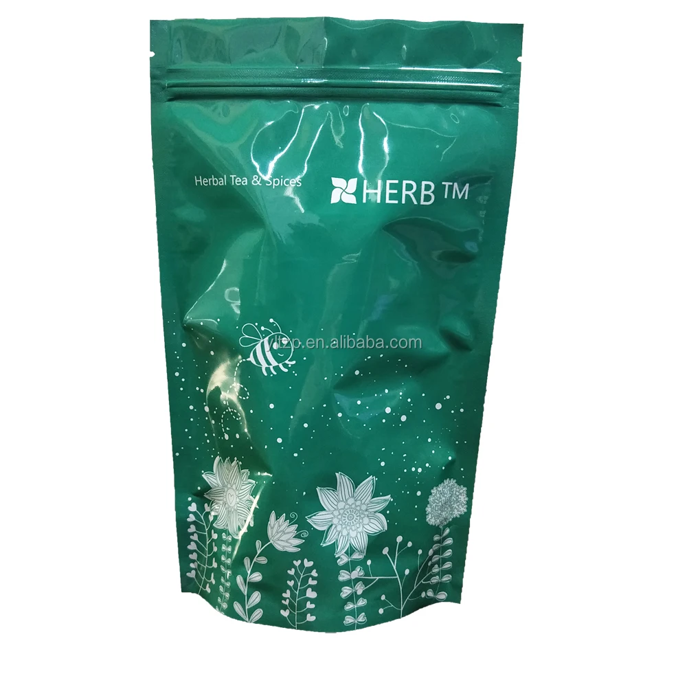 aluminum foil tea packing bag with tear notch zipper foil bag